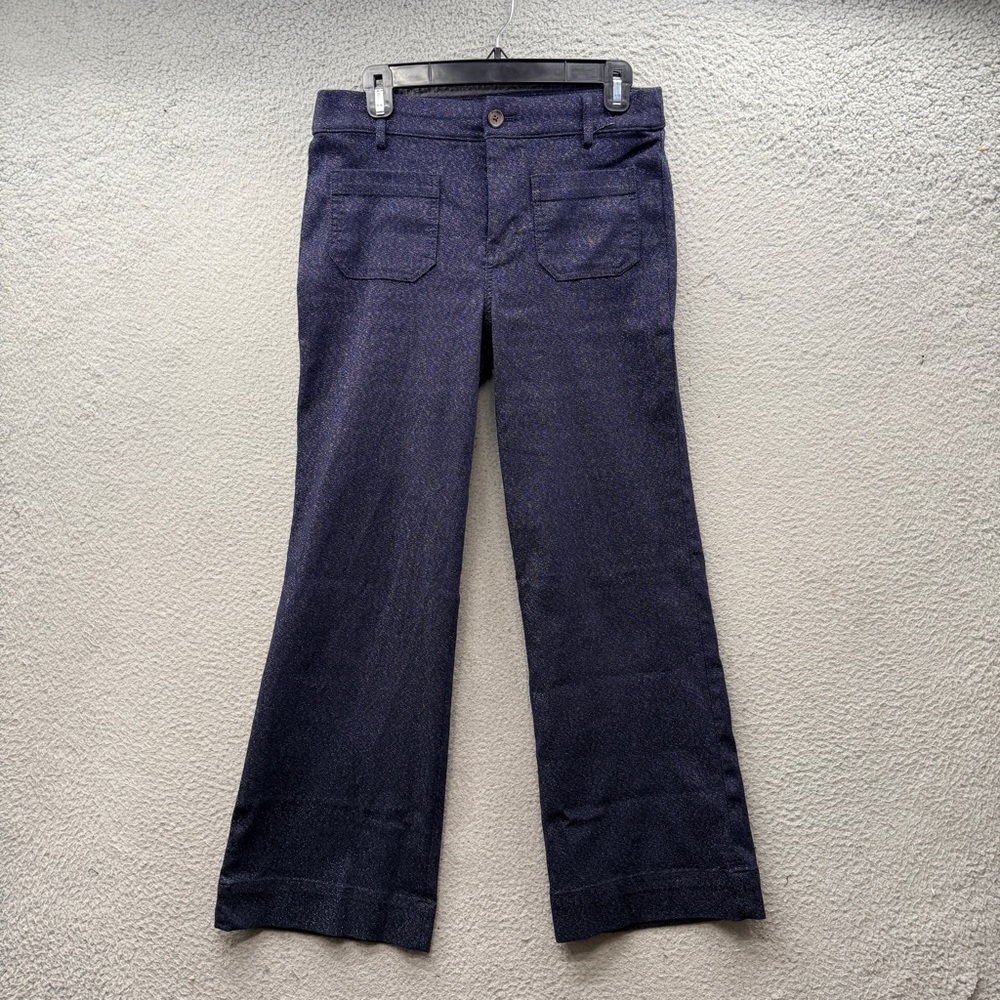J. Crew Lizzie Pant Wide-Leg Jeans Dark Denim Sparkle Patch Pockets Women’s 28P